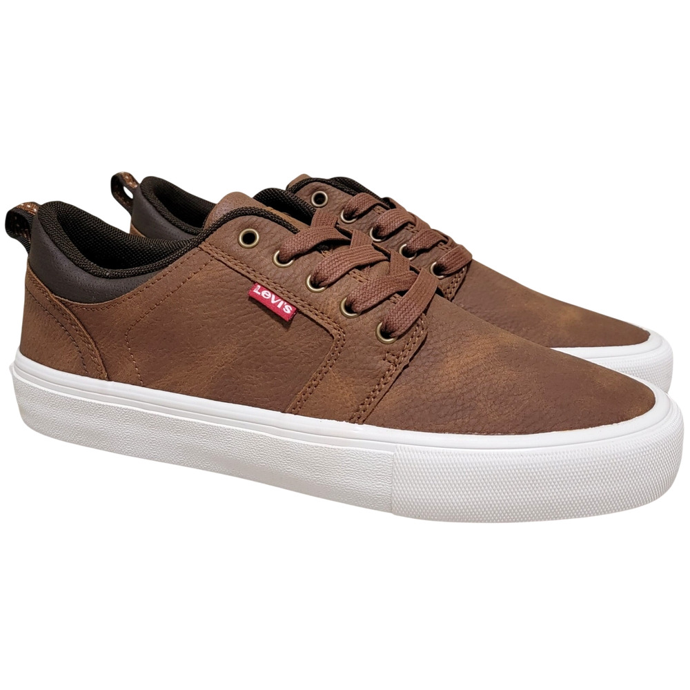 Levi's Men Alpine Stacked Low Top Sneakers Size US 9.5M Tan Brown Faux Leather